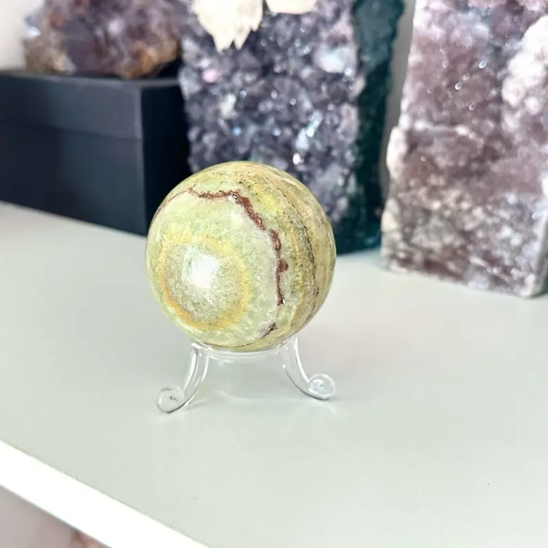 Kiwi Calcite Sphere