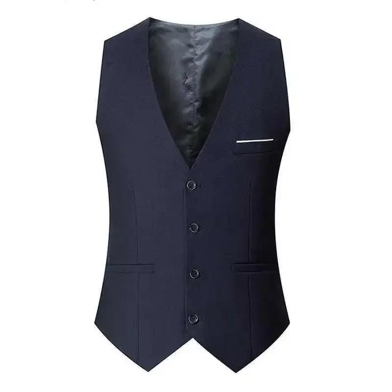 Men's Casual Business Vests Slim Fit Formal Business Vest Large Size Waistcoat for Suit or Tuxedo Wedding Formal Prom 2