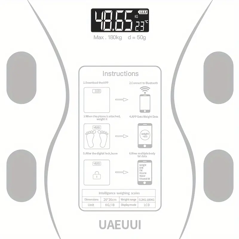 Intelligent electronic scale, weighing scale, body fat scale, fat scale, bathroom scale, household small body scale. 6
