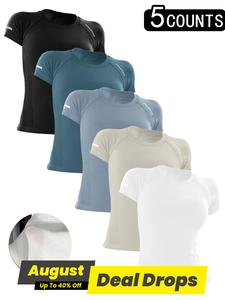 Sporty Women's Letter Print Raglan Sleeve Sports Tee, Breathable Round Neck Short Sleeve T-shirt for Yoga Gym Workout Running, Ladies Sportswear for All Seasons, Athletic Workout Clothing, Athletic Activewear