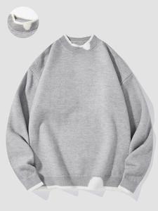 Unisex's Drop Shoulder Pullover, Regular Fit Casual Long Sleeve Round Neck Sweatshirt for Fall & Winter, Unisex's Clothes for Daily Wear