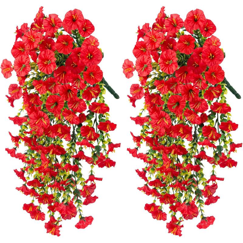 Artificial Morning Glory Vine, 2 Counts/set Fake Flower Vine, Decorative Flowers for Home Party Wedding Outdoor Yard Wall Hanging, Ornaments 2