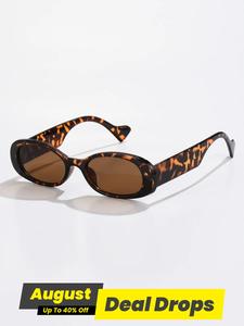 Summer 2025 Plastic Simple Casual Modern Trendy Leopard Print Sunglasses for Everyday Use, Summer Oval Frame Fashion Sunglasses for Sports, Modern Travel Accessories