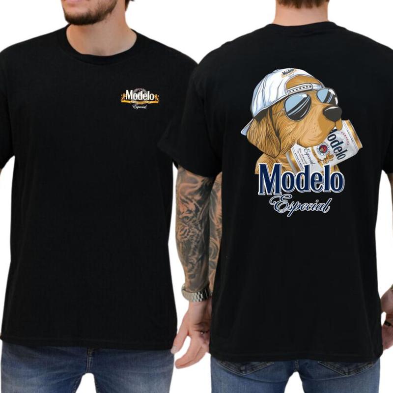 Men's ModeIo Dog Beer T-Shirt, ModeIo Golden Dog Hunting Shirt, Cotton Top Menswear, Short Sleeve Unisex Shirt, Gift For Dog Lovers 2