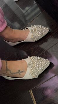 Product Review of Women's Fashionable Rhinestone & Faux Pearl Decorated Slip on Ballet Flats, Elegant Pointed Toe Flat Shoes for Daily Wear, Lightweight Breathable Comfortable Shoes for Women & Girls from P**t P**t 2