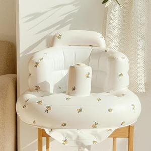 Durable Cute Inflatable Baby Seat, Plant Pattern Inflatable Baby Sofa, Portable Inflatable Baby Chair for Babies, Nursery Essentials, Cozy Baby Furniture, Baby Essentials, Portable Toddler Chair