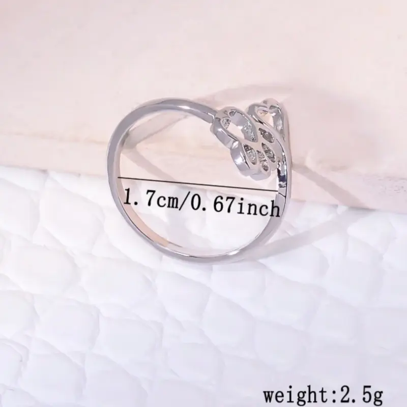 Cute bear claw zinc alloy ring and simple heart design for women daily wear 3