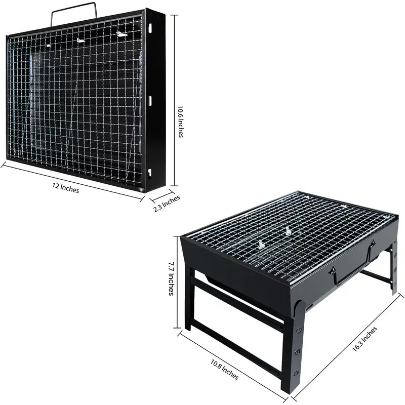 BBQ Barbecue Grill, Portable Foldable Charcoal Grill for Outdoor, Stainless Steel BBQ Tabletop Smoker for Picnic, Garden, Terrace, Camping, Travel, Hiking 1
