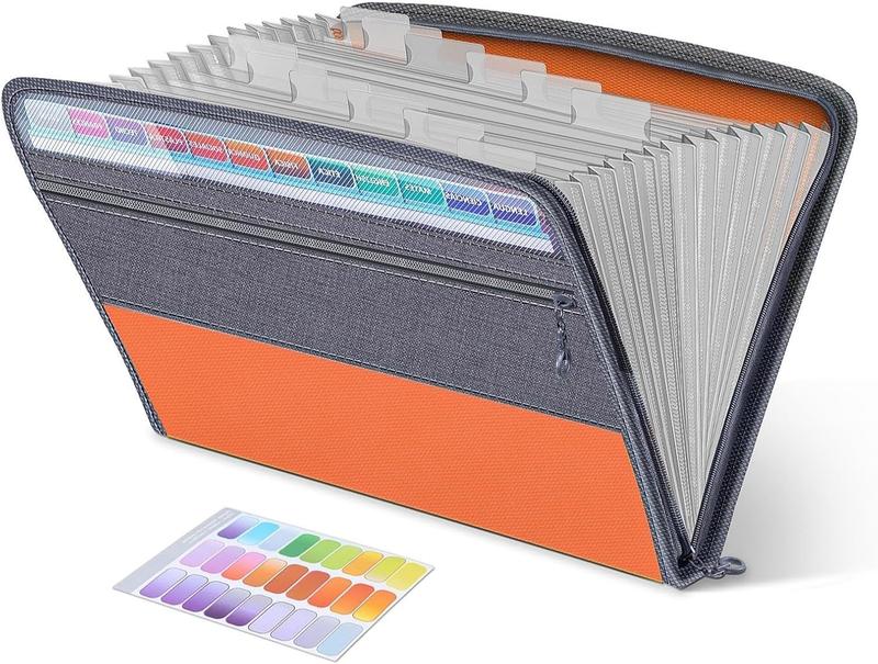 13 Pocket zip Folder file with Sticky Labels, Document Organizer Expanding 6