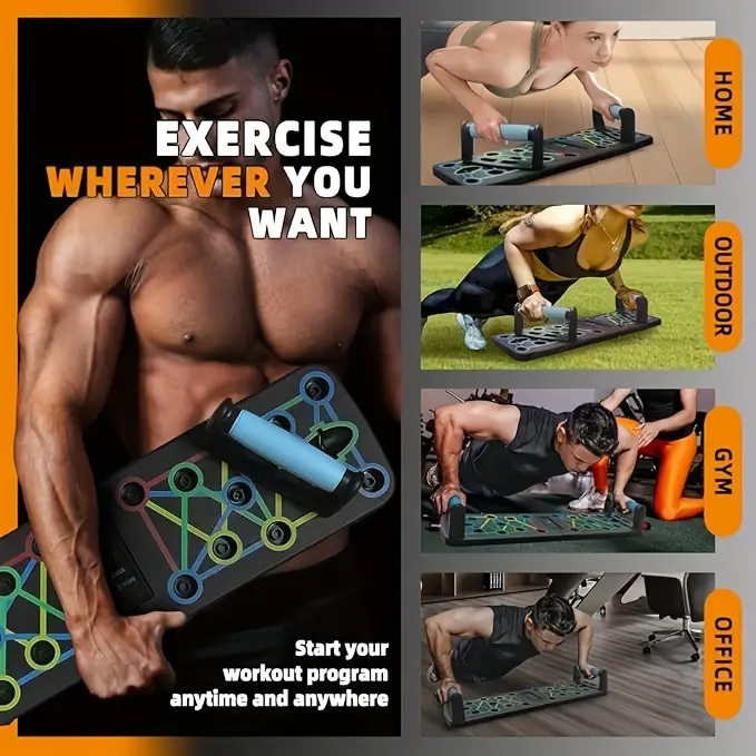 11-in-1 Portable Push Up Board Set with Resistance Bands – Foldable Push Up Bar & Handles for Home Strength Training 4