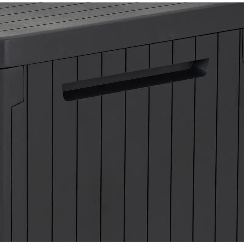 Keter City 113L Outdoor 96% recycled Small Balcony Garden Furniture Storage Box Grey Wood Panel Effect | Fade Free | All Weather Resistant | Safe and Secure | Zero Maintenance | 2 year Warranty 3