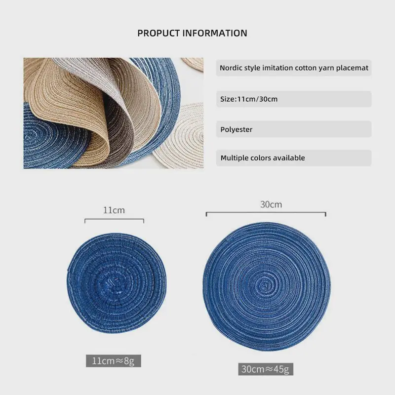 6Pcs Woven Ramie Placemats – Round Non-Slip Table Mats for Dining & Kitchen Use 5