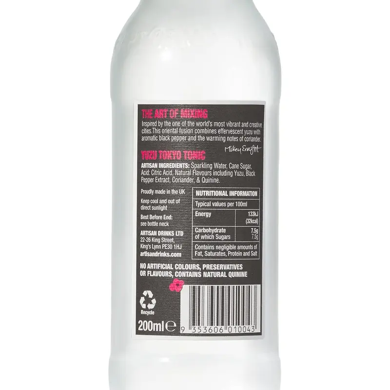 Yuzu Tonic Water by The Artisan Drinks Company - 200mlx24 Tonic Water Bottles - Natural Ingredients - Blend of Yuzu, Aromatic Black Pepper & Coriander - Tonic Water for Gin, Whiskeys, Vodka & Sake 2