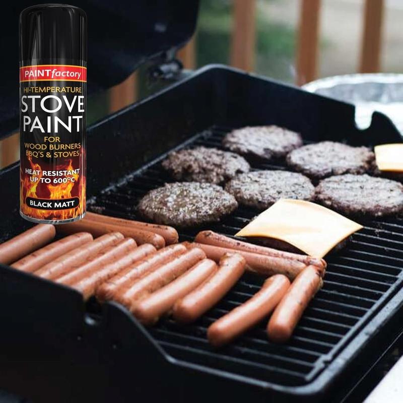 Paint Factory High-Temperature Stove Spray Paint Heat Resistant Up to 600°C For Wood Burners BBQ | Stoves Black Matt Spray 340ml | Durable & Long-Lasting Protection | Ideal for High-Heat Surfaces 2
