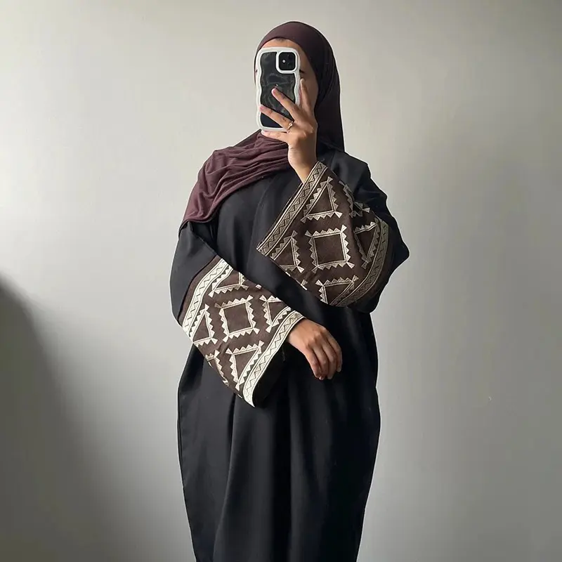 2025 Muslim Middle East Dubai Women's Embroidered Bat Sleeve Loose Cardigan Gown Dress dress  abaya  top 6