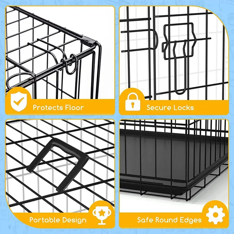 20/24inch Puppy Dog Cage Puppy Training Crate Pet Carrier Small Medium Large Metal Cage 7