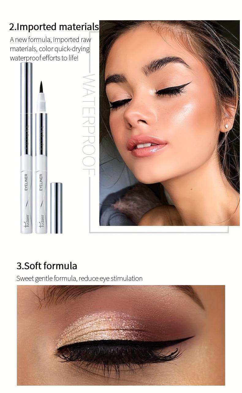 Product Introduction of [Long-Lasting Sweat-Proof Eyeliner Formula] Long-Lasting Black Liquid Eyeliner with Fast Drying and Sweat-Proof Formula Lipliner Makeup Cosmetic 4