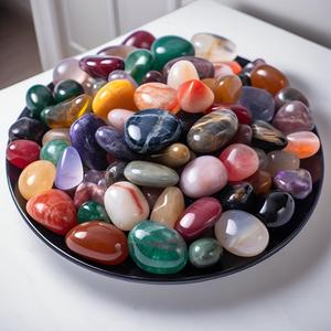 Random Color Polished Stone Set, 50pcs/set Mixed Color Crystal Stone, Handmade Picking Stone for Meditation, Handmade Making, Home Decoration