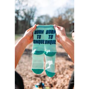 RUNNING SOCKS "BORN TO CONQUER" - GREEN