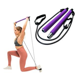 Pilates Bar with Resistance Band - Adjustable Exercise Stick Home Gym UK STOCK