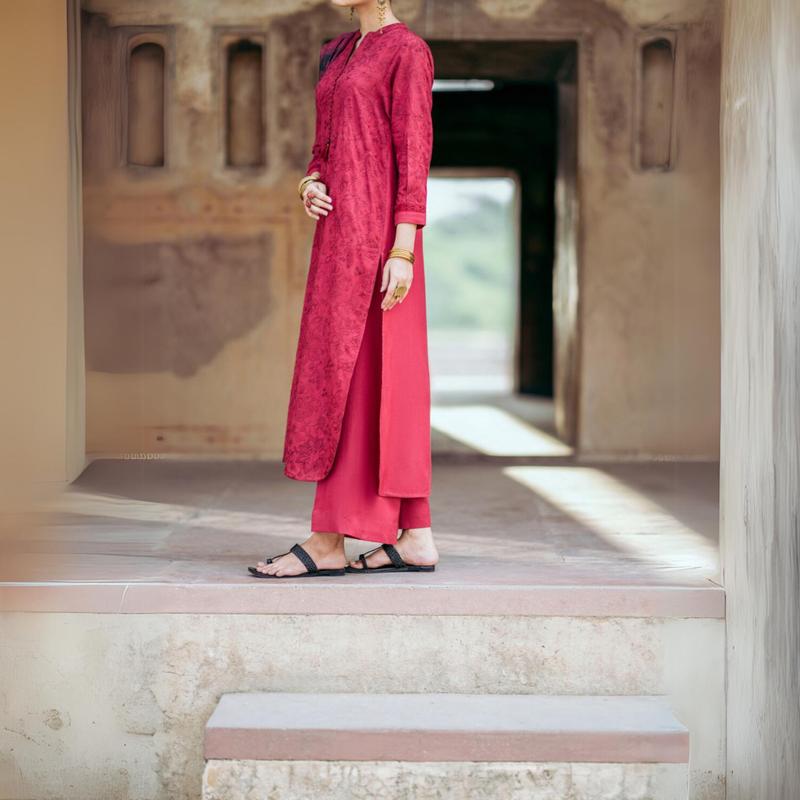 (Red) Embroidered Dhanak Collection Pc Ready to Wear by Casuallite 4