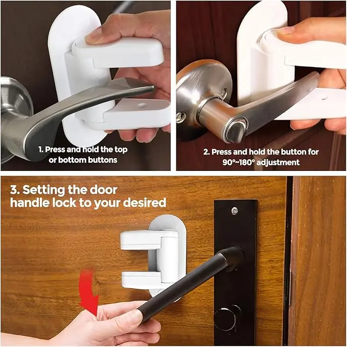 Childproof Door Lever Lock, Baby Safety Door Handle Lock , Punch Free Home Protection Lock, Safety Locks & Straps, Valentine's Day Gift 3