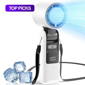 Portable Handheld Turbo Fan, 5 Gear Wind, Rechargeable 3 IN 1 Hand Fan with Air Turbo Tech Cooling Fan for Outdoor Activities, Travel, Beach, Multifunctional Fan