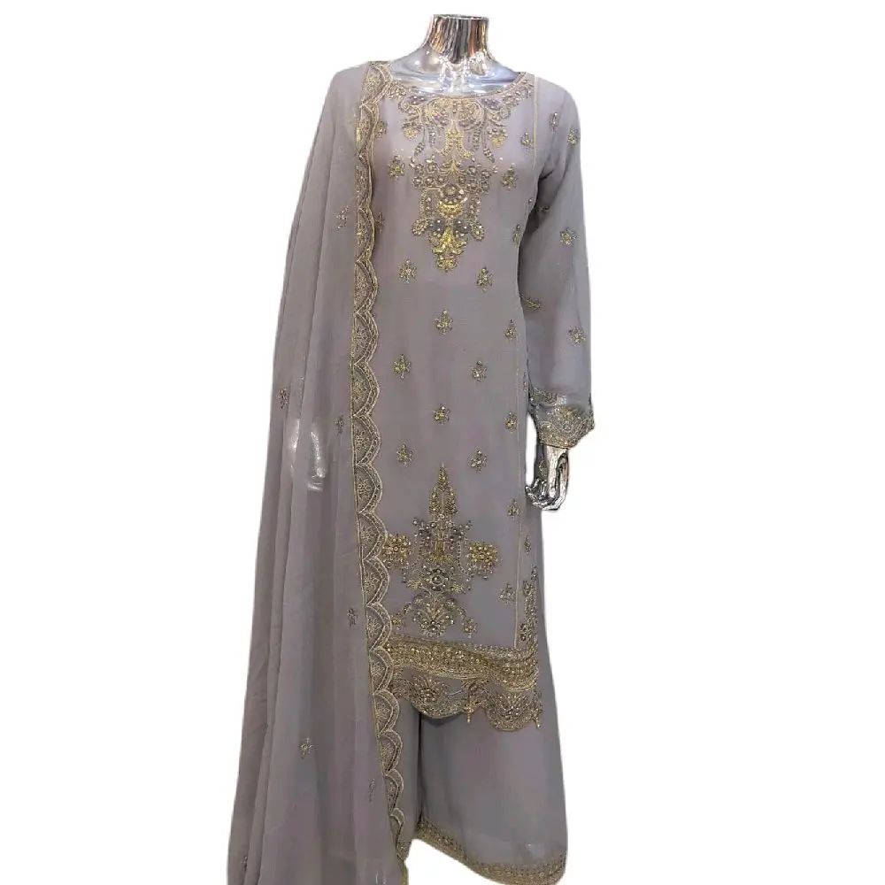 New women's Chiffon Plazo Suit Set - Perfect for Partywear - Dress, Traditional