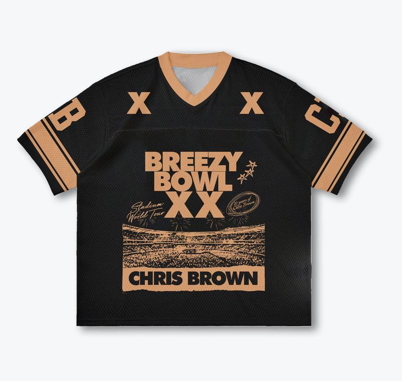 Chris Brown XX Breezy Bowl Jersey, 2025 Tour Concert Outfit 2