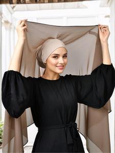 Women's Solid Color Magnetic Button Instant Hijab, Modest Comfortable Breathable Hijab for Daily Wear, Women's Islamic Clothing for All Seasons