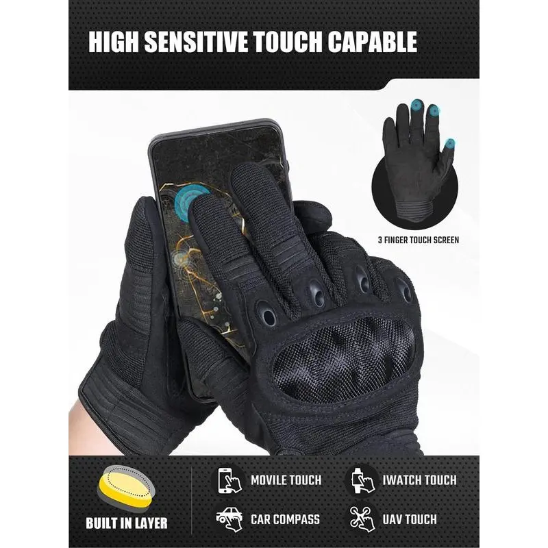 Touch Screen Full Finger Motorcycle Gloves, Outdoor Sports Work Driving Riding Hiking Camping Climbing Motorbike Anti-slip Gloves, Men Women Protective Gear Sports Accessories, Travel Essentials 7