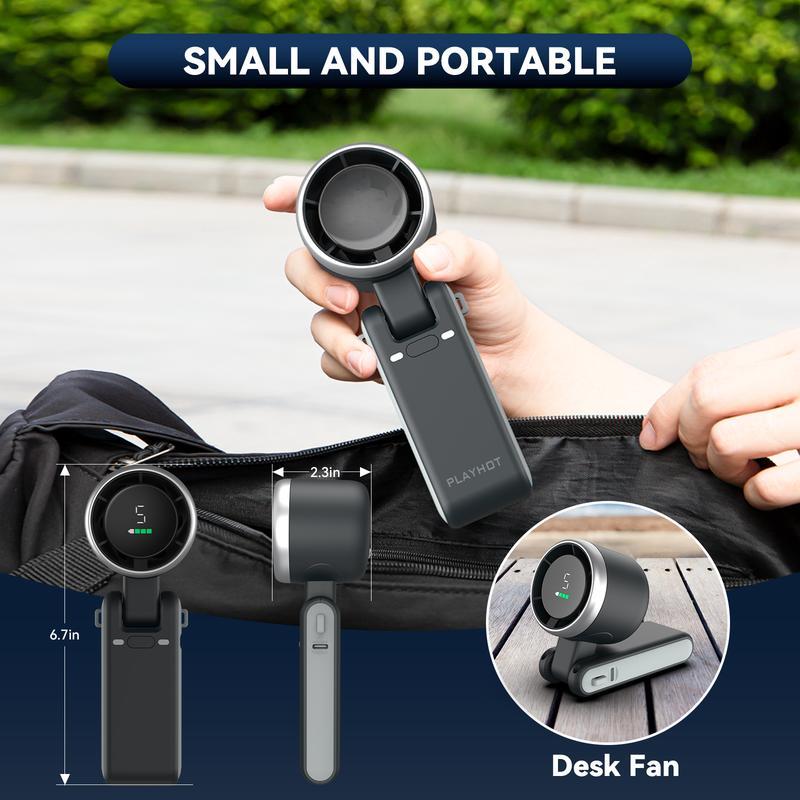 Portable Silent Mini Bladeless Electric Fan with 5-Speed Adjustable Fan and 4000mAh Battery for Outdoor Use 4