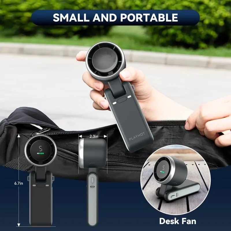 Portable Silent Mini Bladeless Electric Fan with 5-Speed Adjustable Fan and 4000mAh Battery for Outdoor Use 4