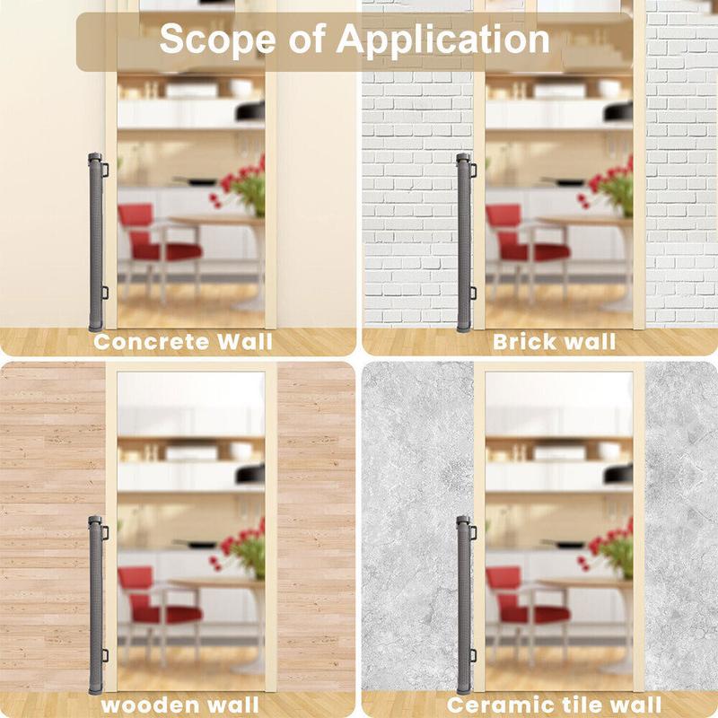 33-Inch Extra Tall Retractable Baby Gates, 59" Wide, Black/Grey Mesh, Banister Mount, Baby & Dog Gate for Stairs, Doorways 8