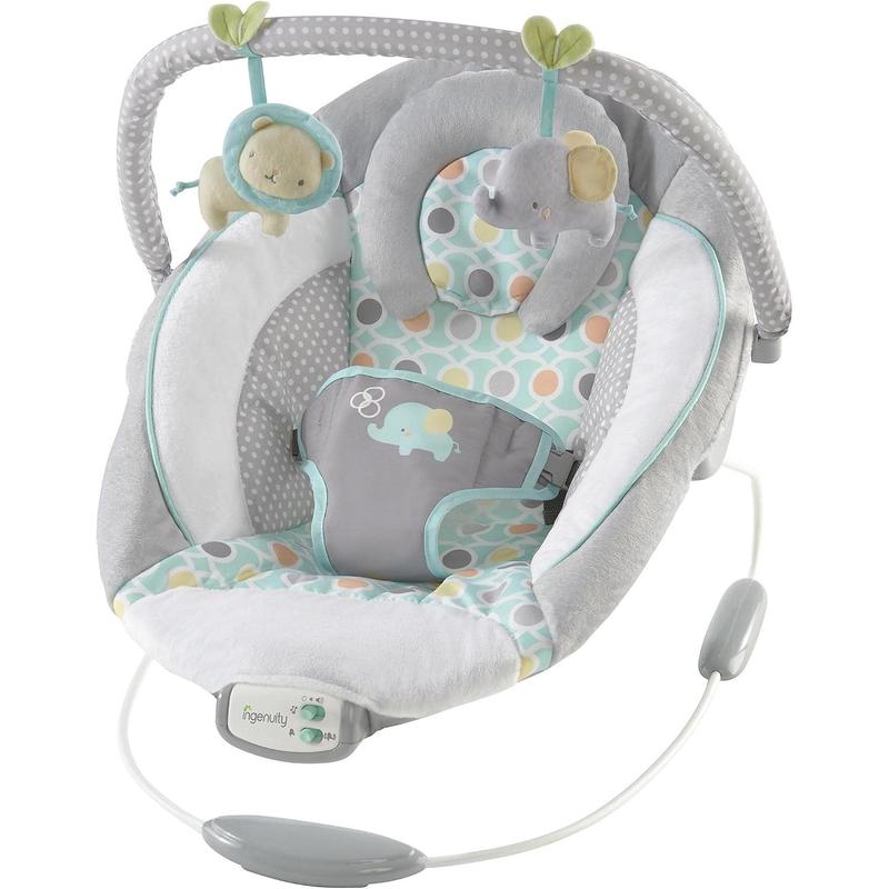 Ingenuity, Cradling Baby Bouncer Seat Flora the Unicorn, Ultra-Plush Padded Chair with Vibration and Melodies, Removable Toy Bar, Ages Newborn 8