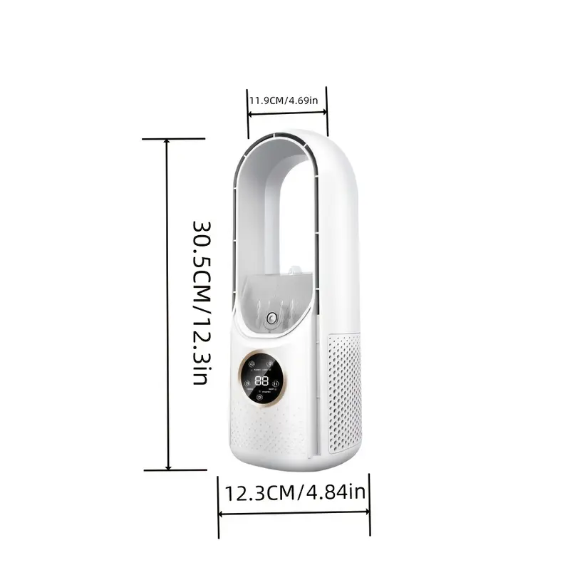 3-in-1 Portable USB Air Conditioner Fan with LED Night Light - Adjustable Cooling, Warm Air & Humidifier, Quick 3-Second Cooling, 6 Timers, Ideal for Home & Office Use, Compact Cube Design, Plastic Material, Touch Control, Exhaust Fan Feature, Indoor & Ou 2
