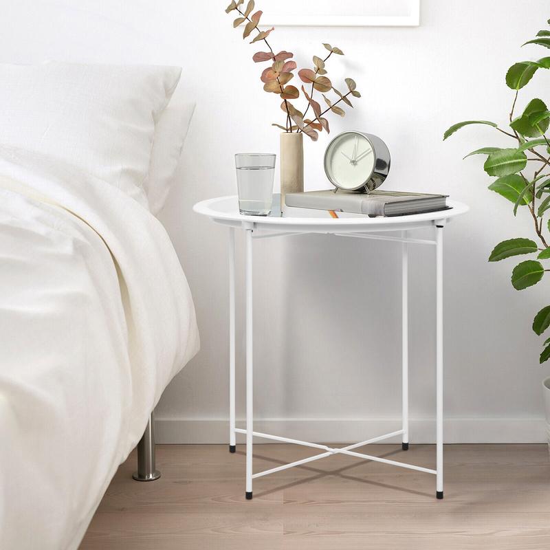 Butlers Tray Table Top Side Table Foldable Living Room White Grey - Stylish and Multi-functional Table for Indoor Use 3