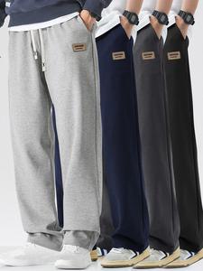 Men's Letter Patched Pocket Drawstring Waist Sweatpants, Casual Comfy Jogger Pants for Spring & Fall, Men's Trousers for Daily Wear