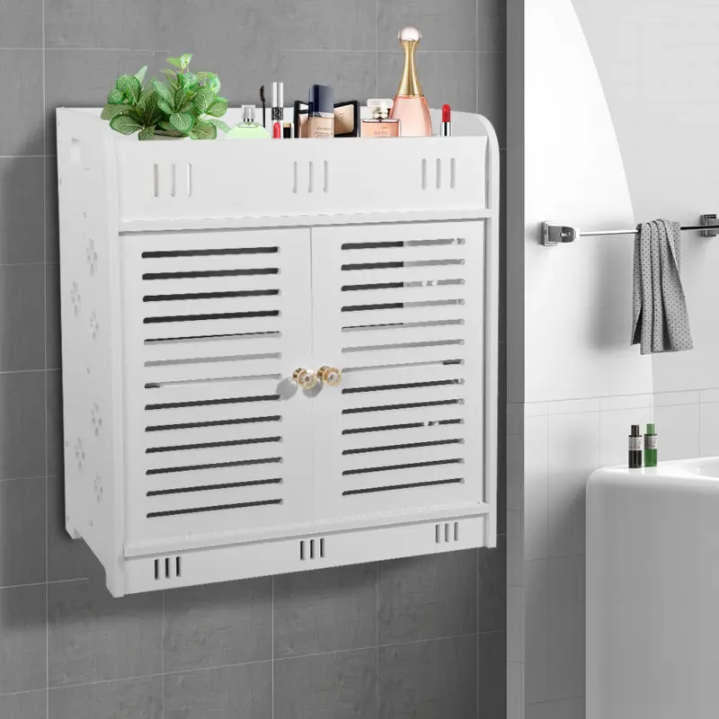 White Bathroom Wall Mounted Cabinet Storage 2 Door Cupboard Shelves Vanity Unit 8