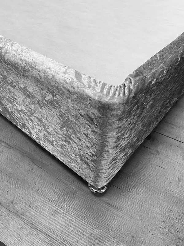 Crushed Velvet Divan Bedbase Wrap Valance Cover Single Double Super King Bedding Size 6