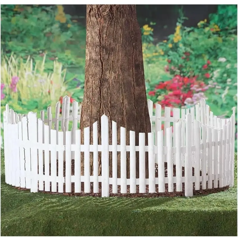 4 White Plastic Wooden Effect Lawn Border Edge Garden Edging Picket Fencing Set 7