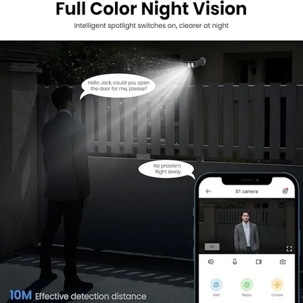 AOQEE Security Camera Outdoor Wireless Solar - 2K CCTV Camera Systems, Battery Operated Home/House Security, PIR Detection, IP65, Colour Night Vision, SD card/Cloud Storage, Works with Alexa S1 Recording White 3
