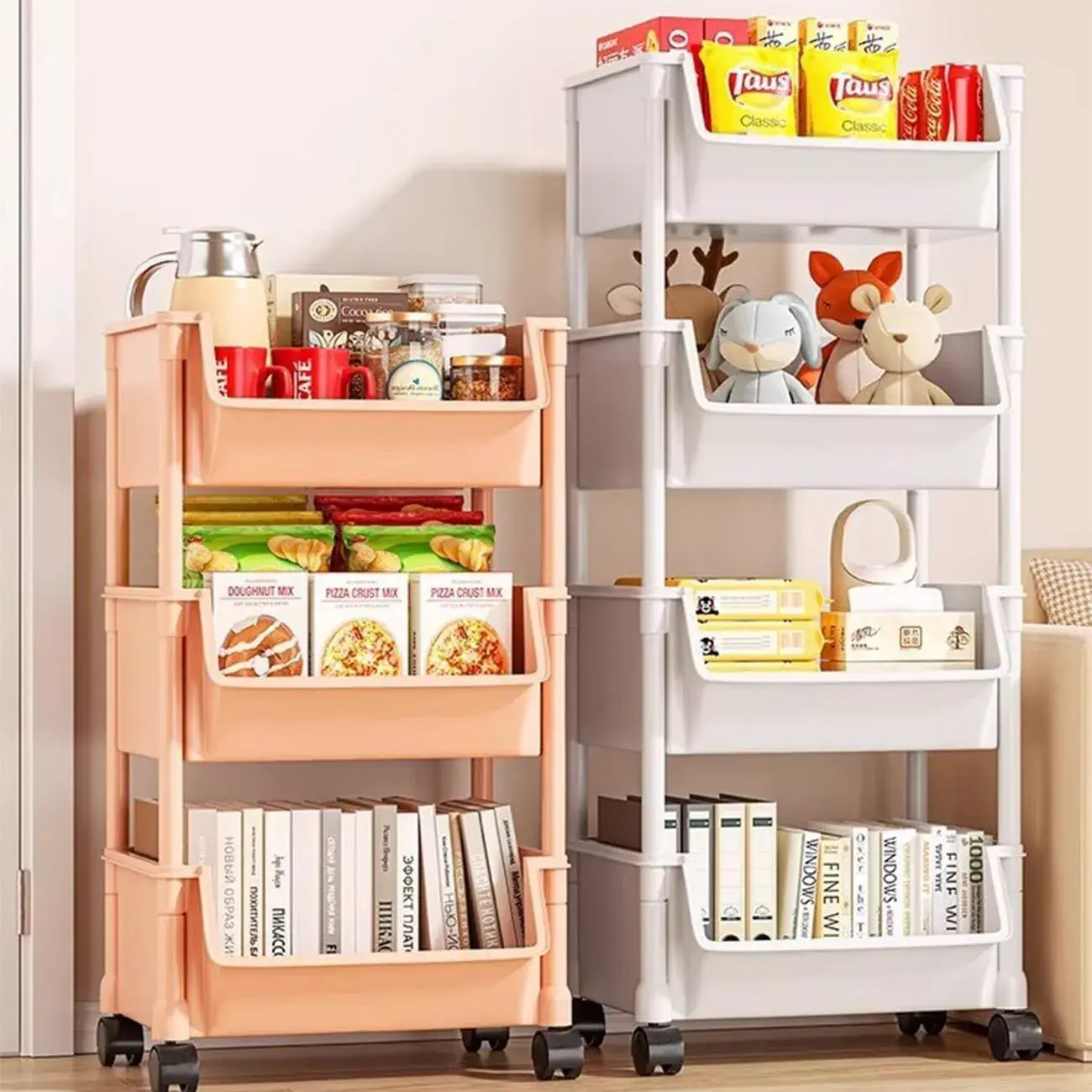 Storage Trolley Cart On Wheels Kitchen Organizer Rack Bathroom Room 3/4/5 Tier
