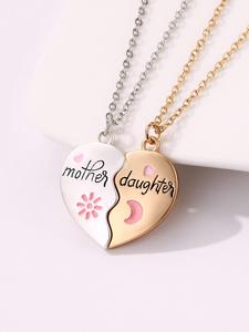 Women's Elegant Heart Charm Pendant Necklaces, 2 Counts/set Fashion Matching Necklaces for Mother & Daughter for Party, Daily Decor, Trendy All-match Exquisite Jewelry As Birthday Gift, Personalized Gifts for Her