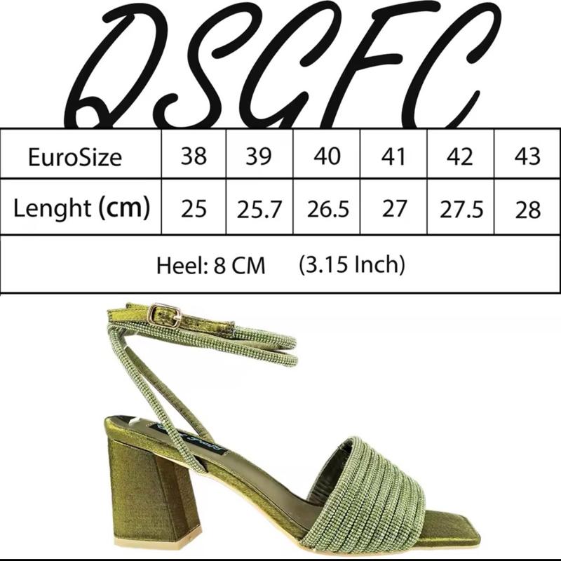 QSGFC Women's Olive Color Rhinestone High Heel Peep Toe Sandals and Bag Set - Perfect for Summer Occasions - Comfort, Decor, Shoe, Walking Shoes, Girl, Weight 3