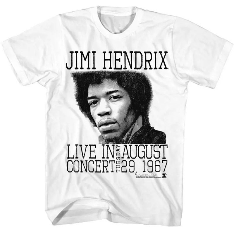 Jimi Hendrix Live In Concert White T-Shirt 0