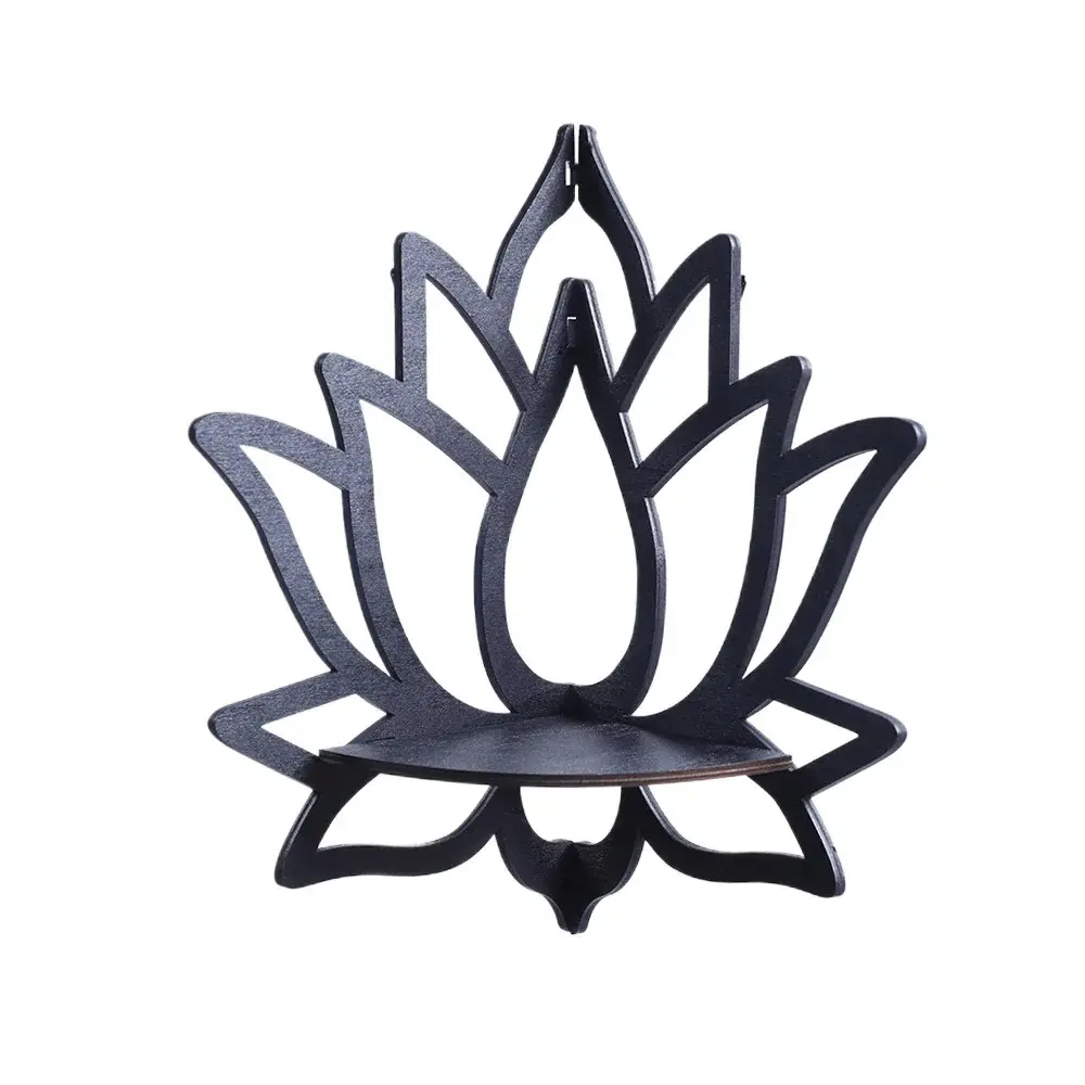 Wooden Lotus Hollow Decorative Rack Aromatherapy Organiser Essential Oil Candle Holder Wall Mounted Shelf Corner Shelf