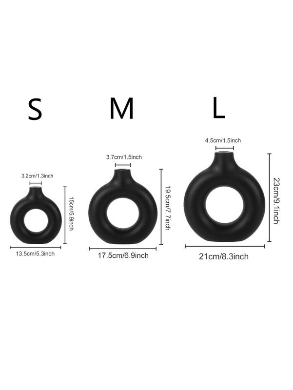 1pc Plastic Circular Flower Vase Decoration for Floral Arrangements White/Black 7