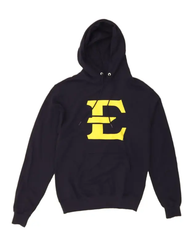 Pre-Owned Vintage CHAMPION Mens Graphic Hoodie Jumper Small Navy Blue Cotton 1