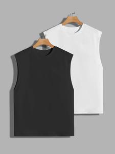 Men's Solid Tank Top, Loose Casual Breathable Sleeveless Top for Summer, Men's Clothes for Daily Wear, Gamis